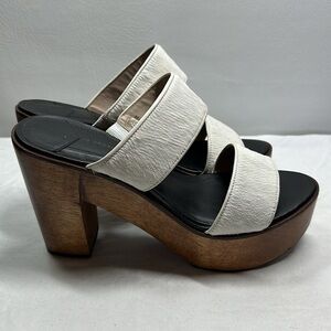 10 Crosby Derek Lam Calf Fur Wooden Heel Sandals, 9